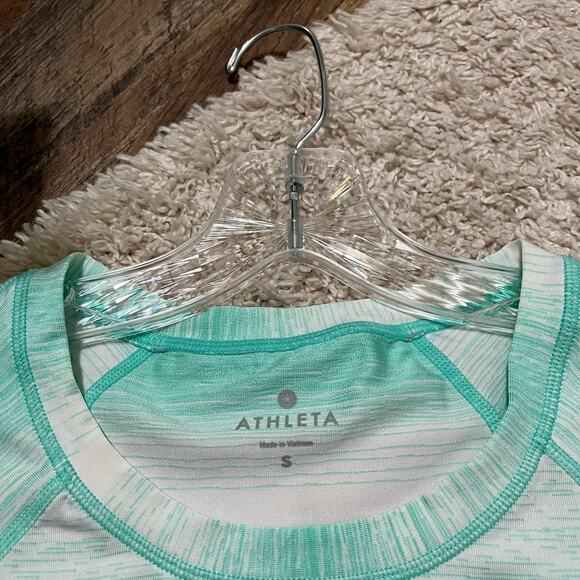 Athleta Small Mint Green White Heather Running Wild Reflective Antimicrobial Top - Picture 4 of 6